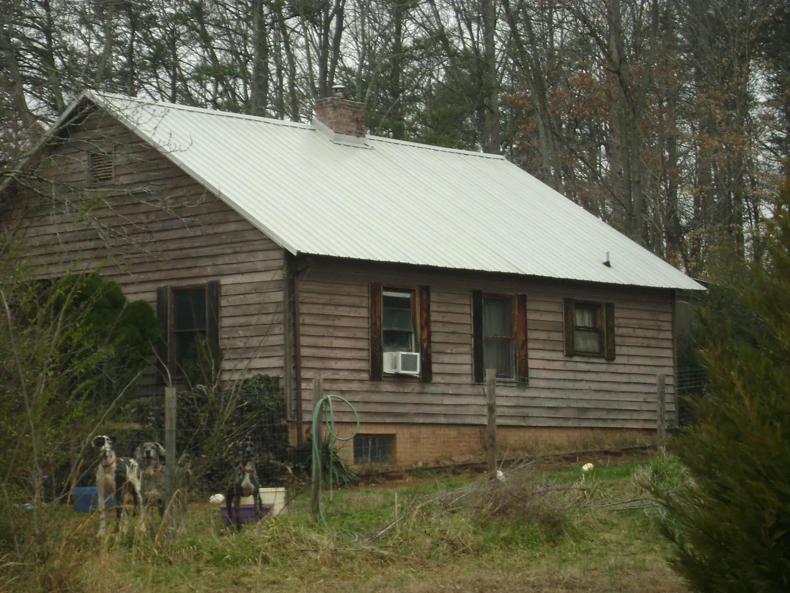 White metal roof on an old wood sided farmhouse, from a Metal Roof Installation job in Centerbrook